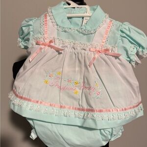 Vintage Cradle Togs Baby Outfit Grandma’s Honey Embroidered Set 9M